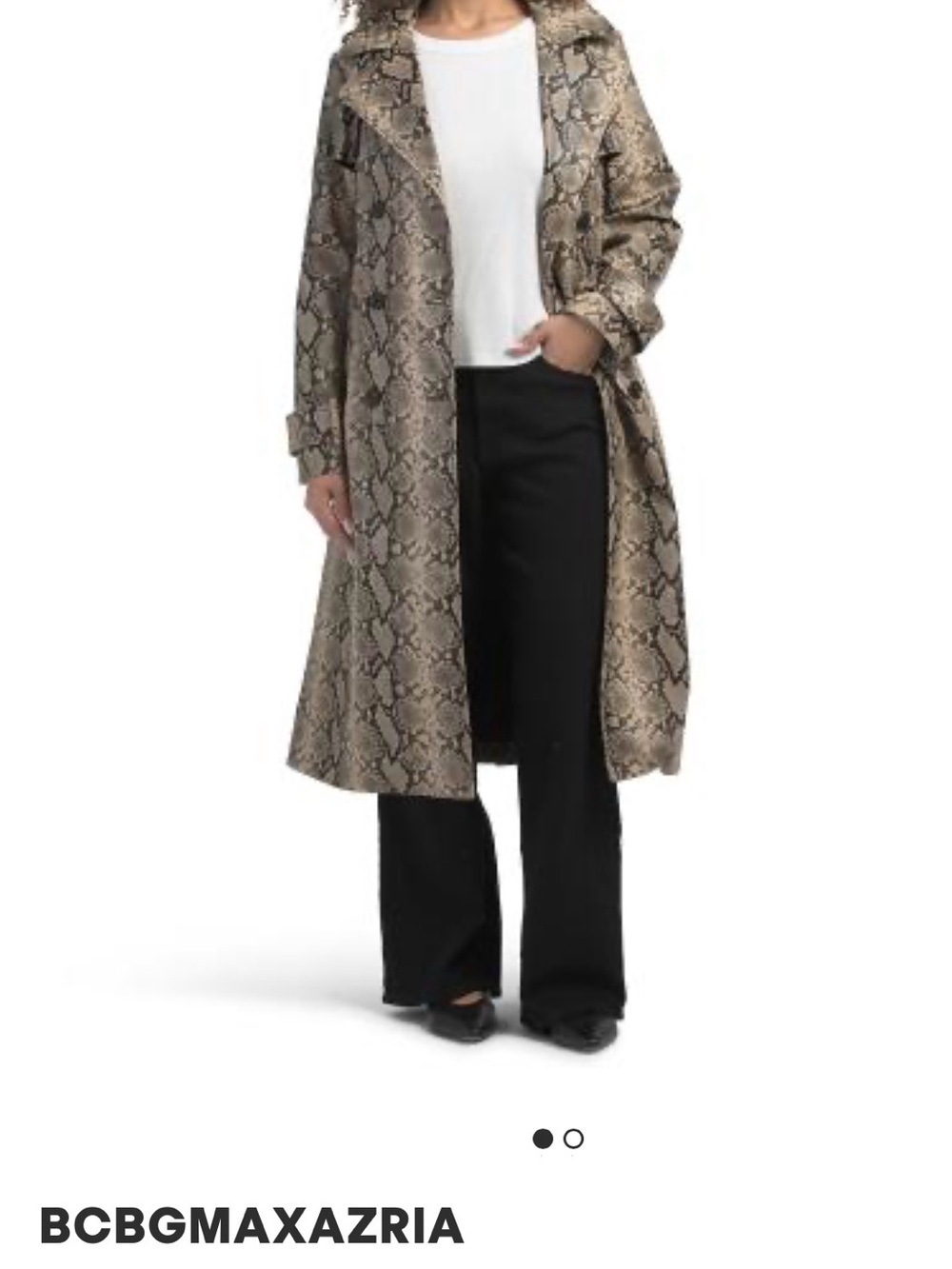 BCBGMaxAzria Neutral Snake-Print Trench Coat